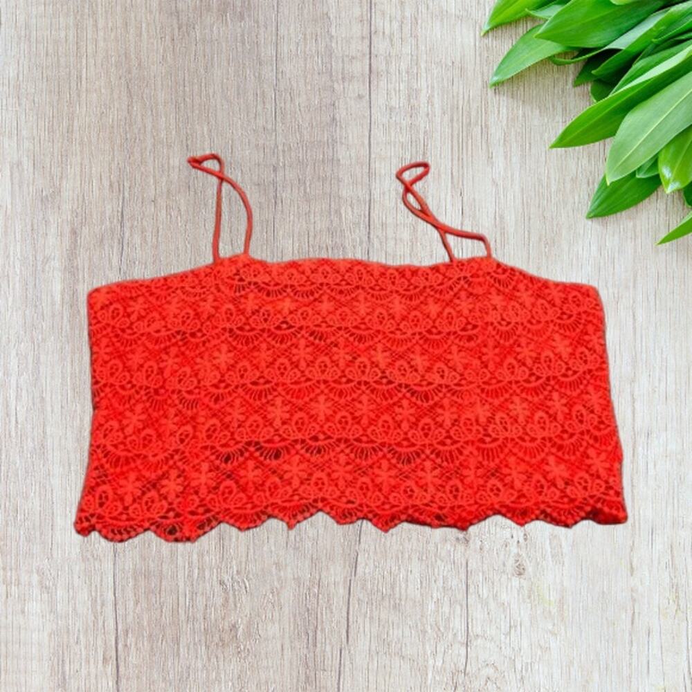 Zara Trafaluc Medium Red Zara Crop Top Color Red Size: M